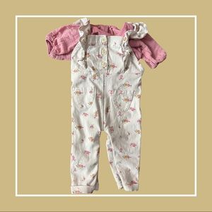 Spring Summer Floral Overalls—6/9m